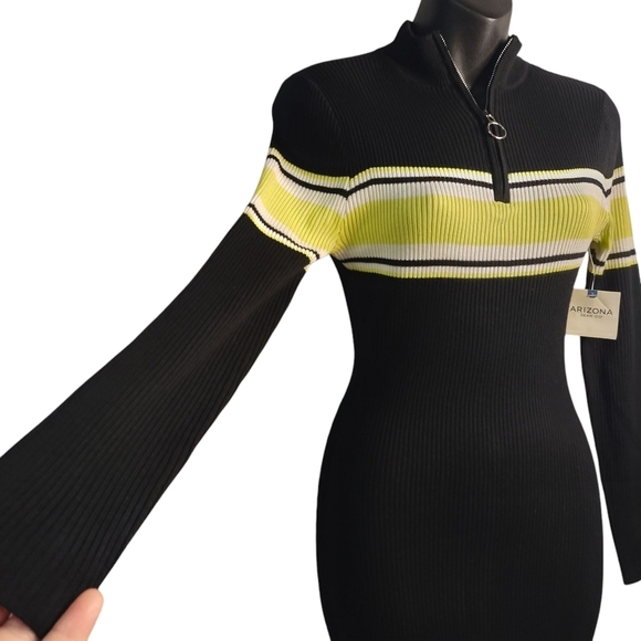 Arizona Jean Co Sweater Dress Women's Black 1/4 Zipper Stretch Comfy Size S NWT - Picture 5 of 7